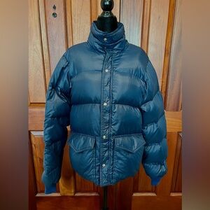 Vintage Frostline Kit Quilted Goose Down Puffer Women Large Coat Navy Blue